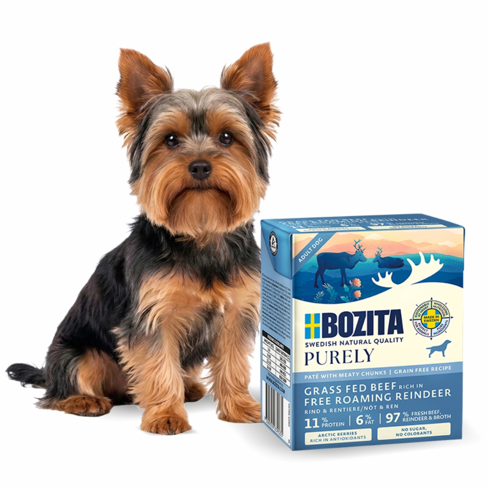 Bozita Purely Pate Duoprotein Wołowina Renifer 370g karma mokra dla psa